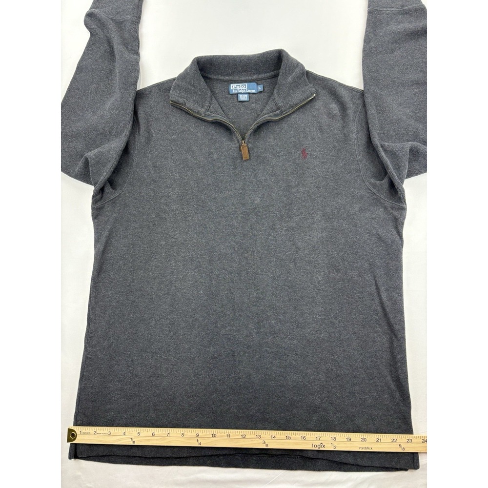 POLO RALPH LAUREN Mens 1/4 Zip Estate Rib Pullover Sweater charcoal Gray Large - Picture 10 of 14